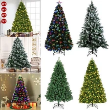 Christmas Tree with LED Lights/Fiber Optic Pre Lit/ Snow Flocked 4/5/6/7FT Decor