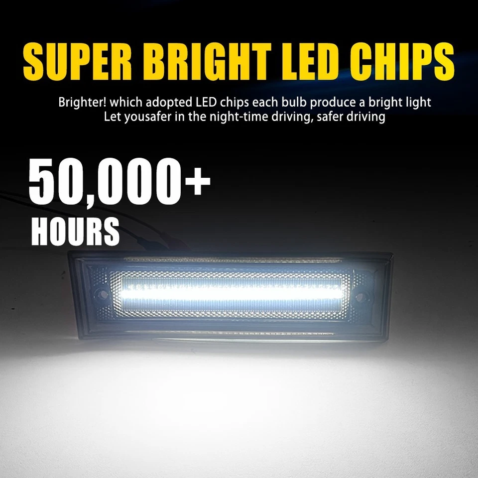 Luces LED delanteras laterales blancas humo para 81-91 GMC V1500 V2500 V3500 2-10X Foto 4 de 4