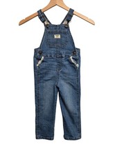 OshKosh Bgosh Denim Overalls Girls Size 3T Ruffle Trim Contrast Fabric Cuff