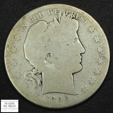 1896 S Barber Silver Half Dollar 50C - Cleaned