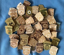 Lot of 60+ Junior Ranger Badges - Assorted Wood, Plastic 40 DIFFERENT TYPES ++++