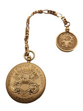 Colibri Golden Engraved Swiss Made Quartz Pocket Watch W/FOB
