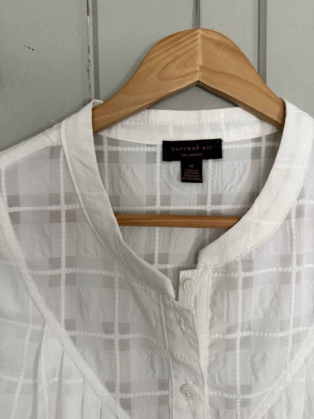 Current Air Blouse M Medium Button Front White Co… - image 3