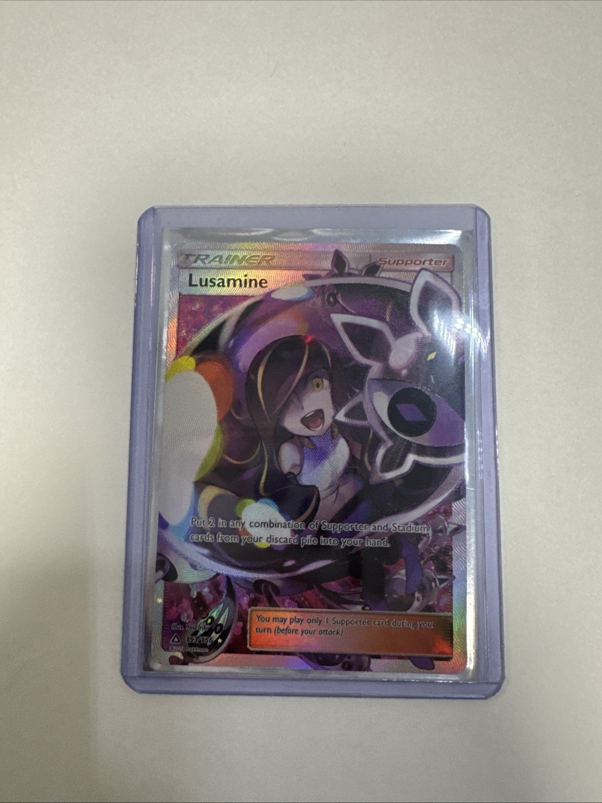 Pokémon TCG: TRAINER- LUSAMINE 153/156 holo full art card DAMAGED ng11311