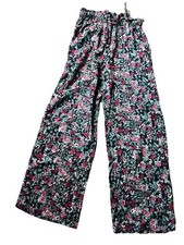 VTG Hippie Grunge Boho Wide Leg Pants Rayon Floral M 90s Vintage One Step Up