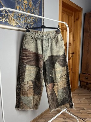RAR! Acne Studios 3D Printed Patchwork Denim Baggy Loose Jeans Hose Größe EU 48