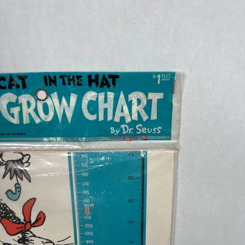 Póster de colección Dr. Seuss El gato en el sombrero tabla de crecimiento 1977 casa aleatoria Foto 3 de 4