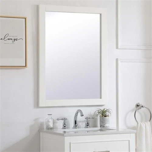 Elegant Decor Aqua 32" x 24" Wood Frame Bathroom Mirror in White - Picture 7 of 10
