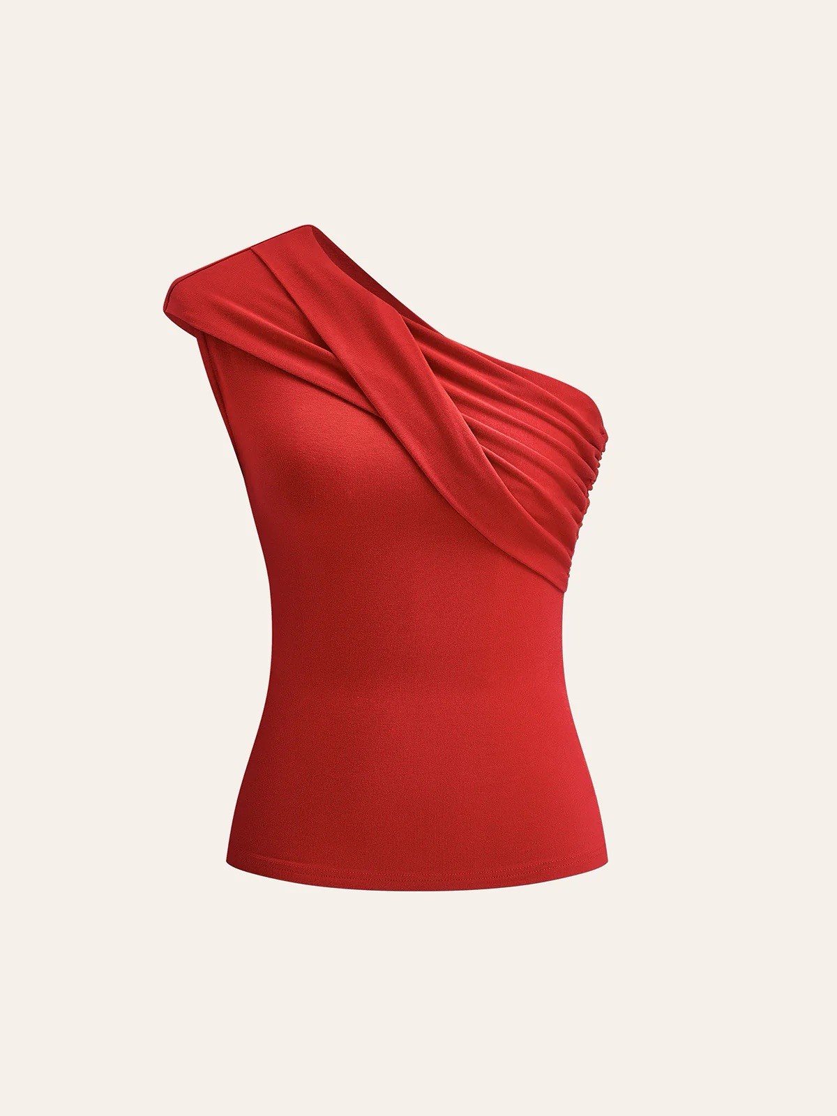 Meshki Red One Shoulder Draped Top M