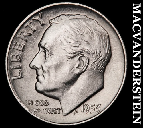 1953-D Roosevelt Dime- Silver- Choice Gem Brilliant Uncirculated Luster #J2108