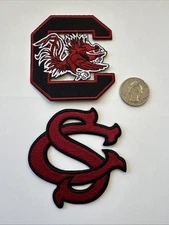 (2 USC South Carolina Gamecocks Vintage Embroidered Iron On Patches Patch Lot 3”