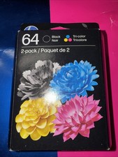 HP 64 2-pack Black/Tri-color Original Ink Cartridges, X4D92AN 140