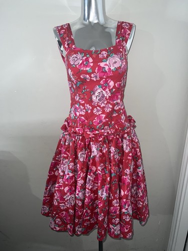 Vintage Laura Ashley Floral Dress Size 8 Sleeveless Sundress 80s Vtg Medium