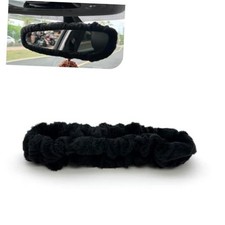Car Rearview Mirror Cover, Cute Plush Elastic Rear View Mirror 1 PC Black