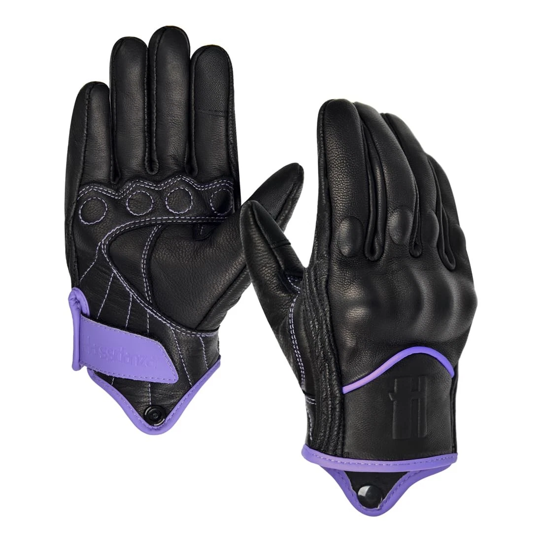 Harssidanza Women Leather Motorcycle Gloves,Motorbike Light Purple