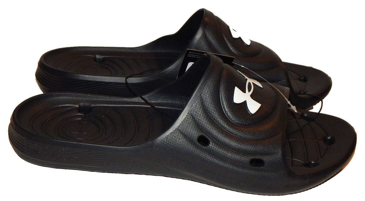 Under Armour UA Mens Locker IV Slides Size 17 3023758-001 Black