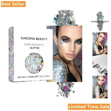 10g Iridescent Silver Holographic Glitter - Versatile Makeup for Festivals  DIY
