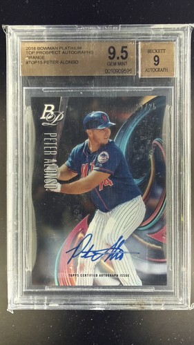 Peter Alonso [Autograph Orange] #15 2018 Bowman Platinum Top Prospects card