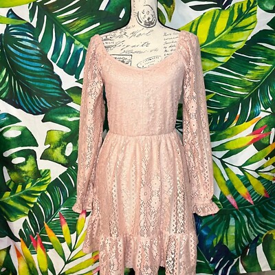 NWT $68 LC Lauren Conrad XS Light Pale Pink Lace Sweetheart Neck Spring  Dress | eBay