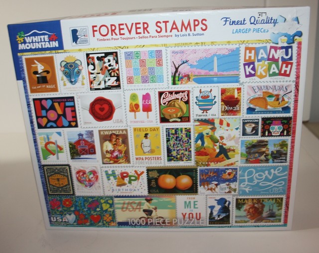 Forever STAMPS White Mountain 1000 PC Collage Puzzle 100 Complete 1629