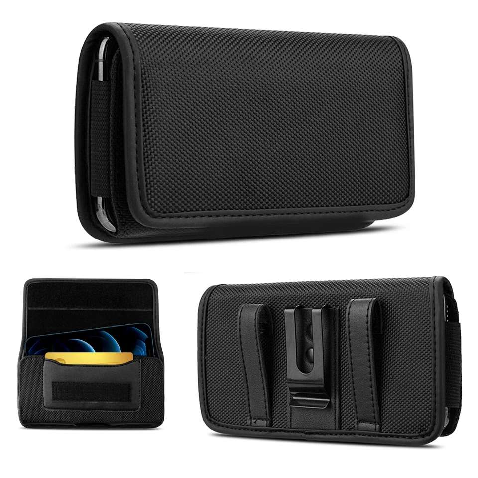 Cell Phone Pouch Case Holster Horizontal Oxford Cloth Holder with Belt Clip&Loop - Image 2 of 4