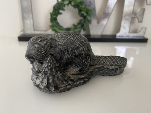 Vintage Wolf Original Sculpture The Beaver Black Soapstone Inuit Canada Label - Picture 15 of 24