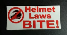 HELMET LAWS BITE MOTORCYCLE BIKE WHITE  BLACK CAR CASE BOARD STICKER