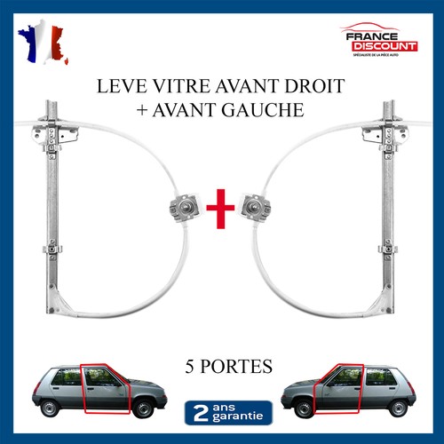 Front Left + Right Manual Window Regulator Compatible with Super 5 (5 doors) - Picture 1 of 7