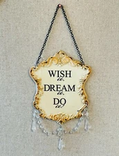 NEW VIP International Wish Dream Do It Jeweled Hanging Sign Inspirational Decor