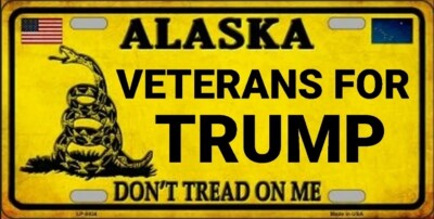 VETERANS FOR TRUMP 2024 DON'T TREAD ON ME FLAG METAL AUTO TAG LICENSE PLATE