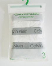 Calvin Klein 3 Pack Boys Cotton Stretch Briefs White Gray Sz XS 4-5 -- New