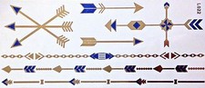 Flash Disposable Temporary Adhesive Tattoo Gold Blue 7teile Band Chain Foot Body