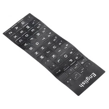 English Keyboard Stickers, Computer Cover, Black Background White Lettering