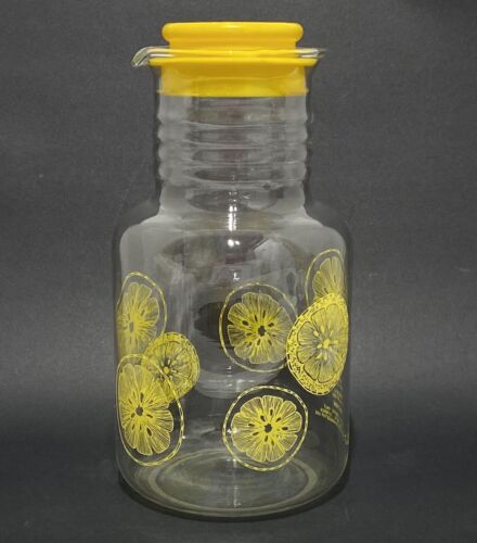 Couvercle pichet à carafe en verre citronné vintage Pyrex Corning 3520 2 QT fabriqué aux États-Unis jus - Photo 1/14