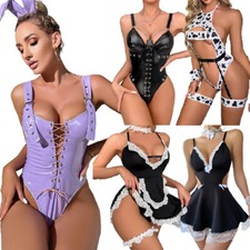 Women Maid/Schoolgirl Costume Set Sexy Halloween Cosplay Lingerie Fancy Dress