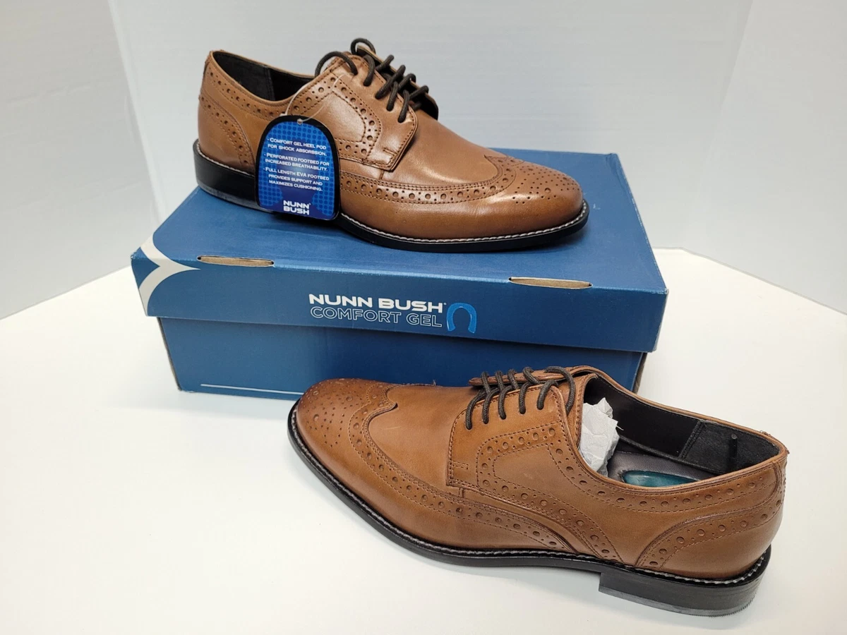 Nunn Bush Nelson Comfort Gel Men s Cognac Oxford Leather Shoes