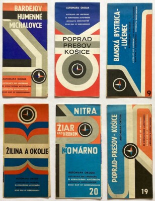 Original Vintage Maps AUTOMOBILIA - CZECHOSLOVAKIA - ROAD MAPS - CITIES - 6pcs