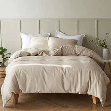 Simple&Opulence French Linen Duvet Cover Set 78" x 86"- 3 Pieces (1 Comforter...