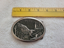 Silver Eagle Colorado Hand Carved by Paula Freed Belt Buckle 1983 3.5 X 2.5