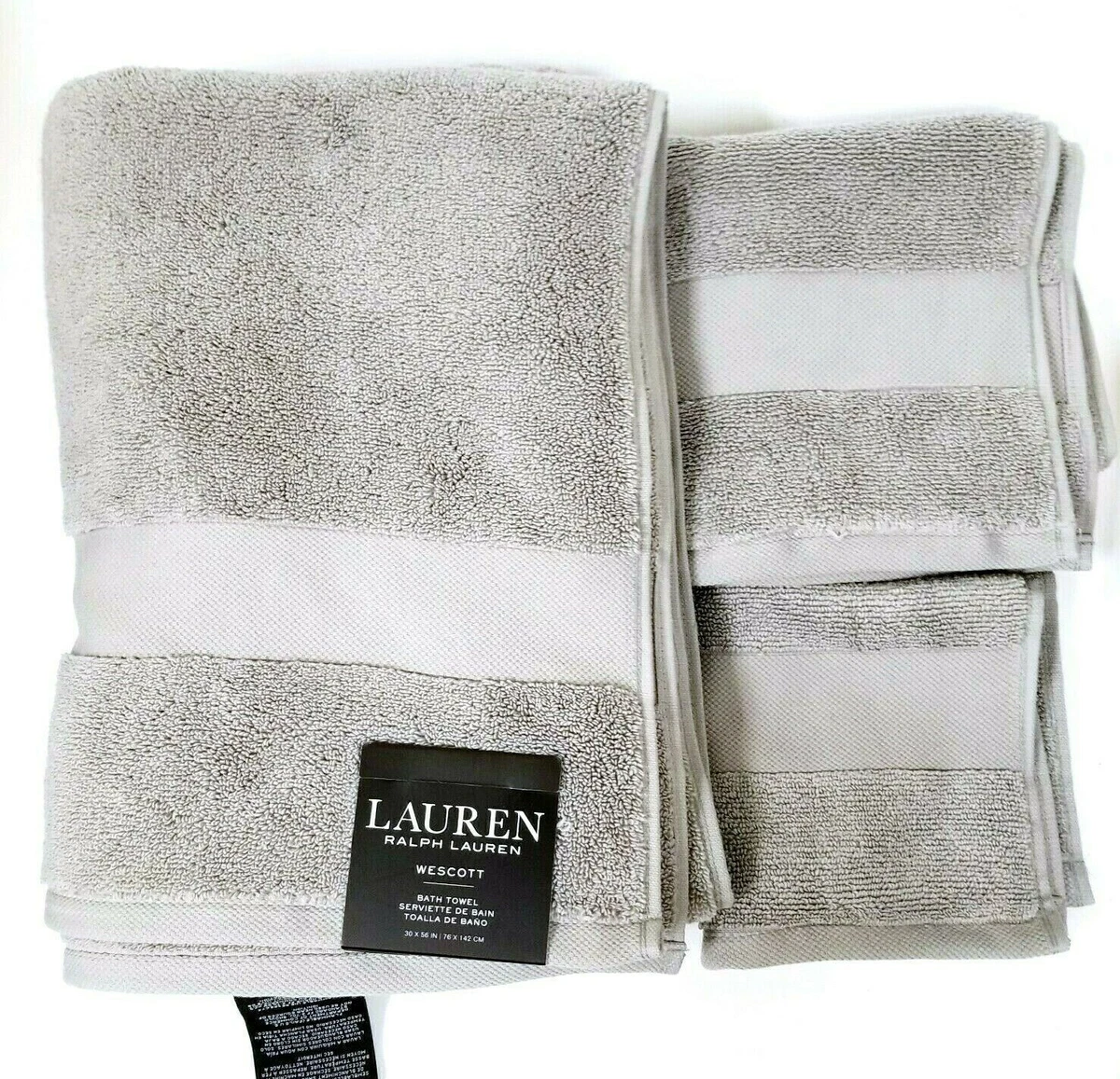 NEW RALPH LAUREN WESCOTT CAPE GRAY,GREY BATH OR HAND OR WASH CLOTH TOWEL