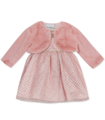 Toddler Girl 18 Months Christmas Pictures Dress Fur Bling 80.00 NWT