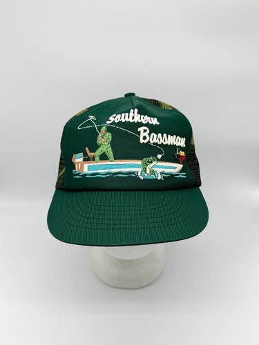 VTG Southern Bassman DEADSTOCK Trucker Snapback Hat Texas Fishing Mesh Made USA