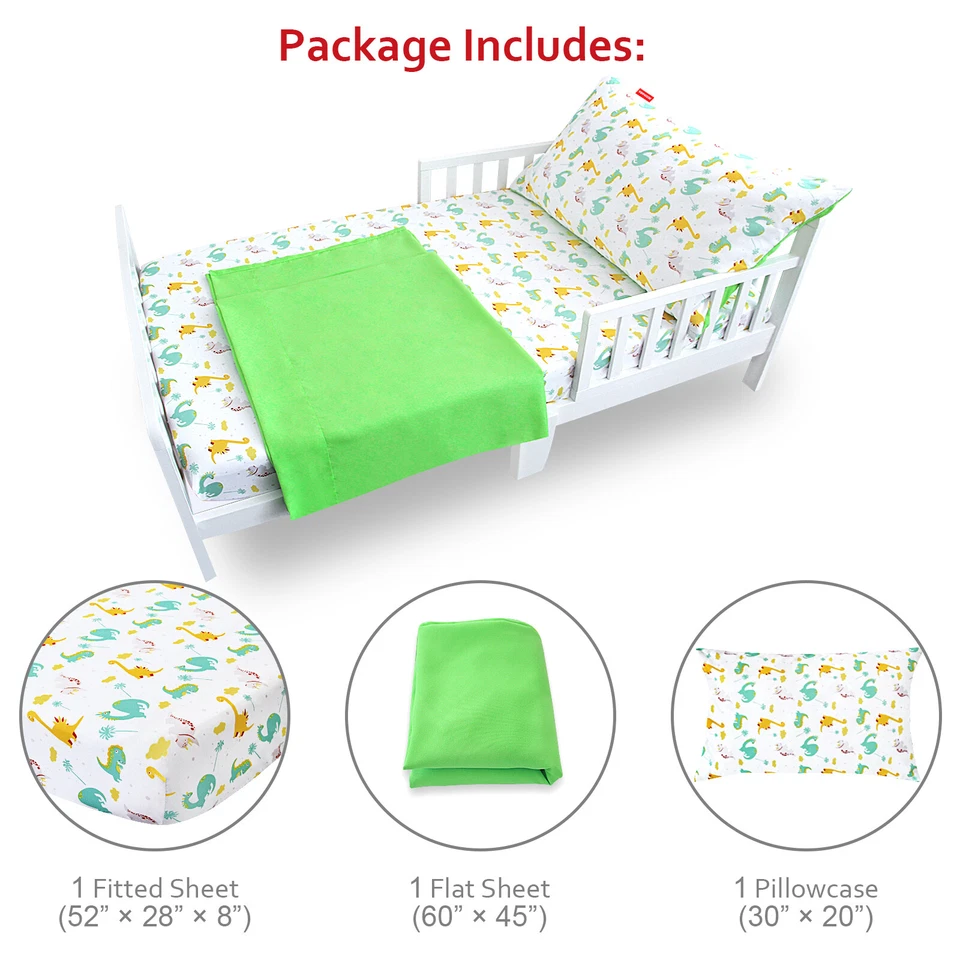 Toddler Sheet Sets 3-Piece Crib Sheet Set for Toddler Bed Breathable Silky Soft - Image 2 of 4