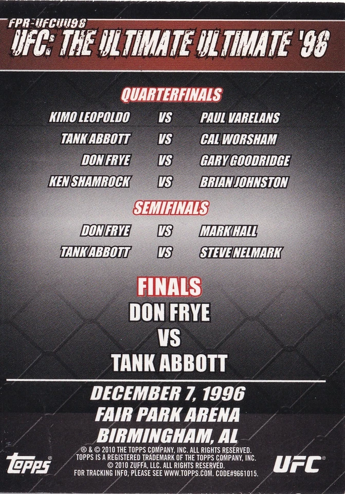 Mark Coleman Tank Abbott Ken Shamrock +4 Signed 2010 Topps UFC UU96 Poster Card - Image 4 of 4