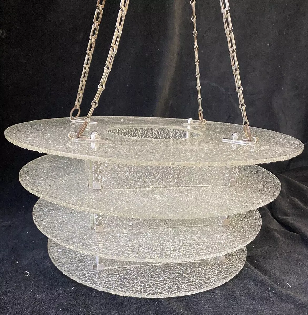 Art Deco Ceiling Light Shade Glass Tiered Pendant eBay