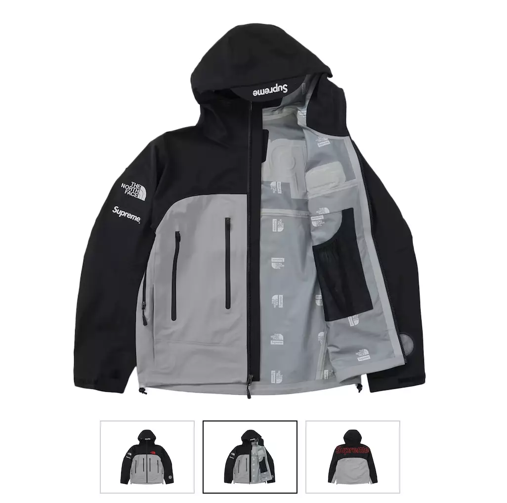 New Supreme x The North Face Shell Tape Seam Jacket Black/Gray Size L