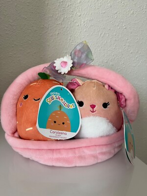 NEW Squishmallow Easter Basket Exclusive Pillow Plush Caroleena & Brinkley 4 