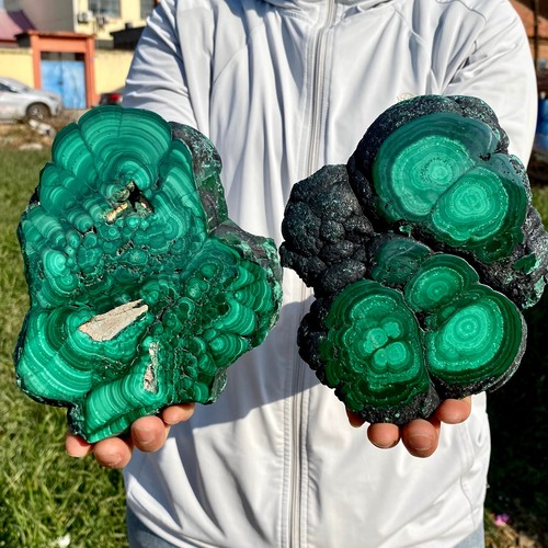 4.01LB A Pair Natural Green Malachite Crystal Flaky Pattern Ore Specimen Quartz - 第 7/12 張圖片