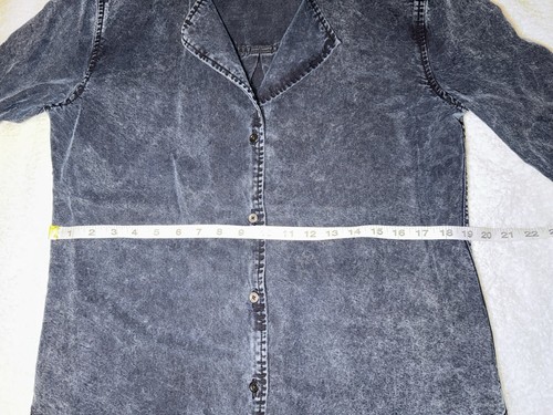 Paige Denim Women’s SMALL Button Up Black Denim Shirt Long Sleeve Collared USA - Picture 7 of 13