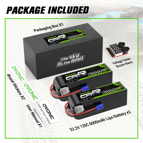 2x Ovonic 6000mAh 6S Lipo Battery 22.2V 120C EC5 with Battery Voltage Tester - Picture 6 of 6